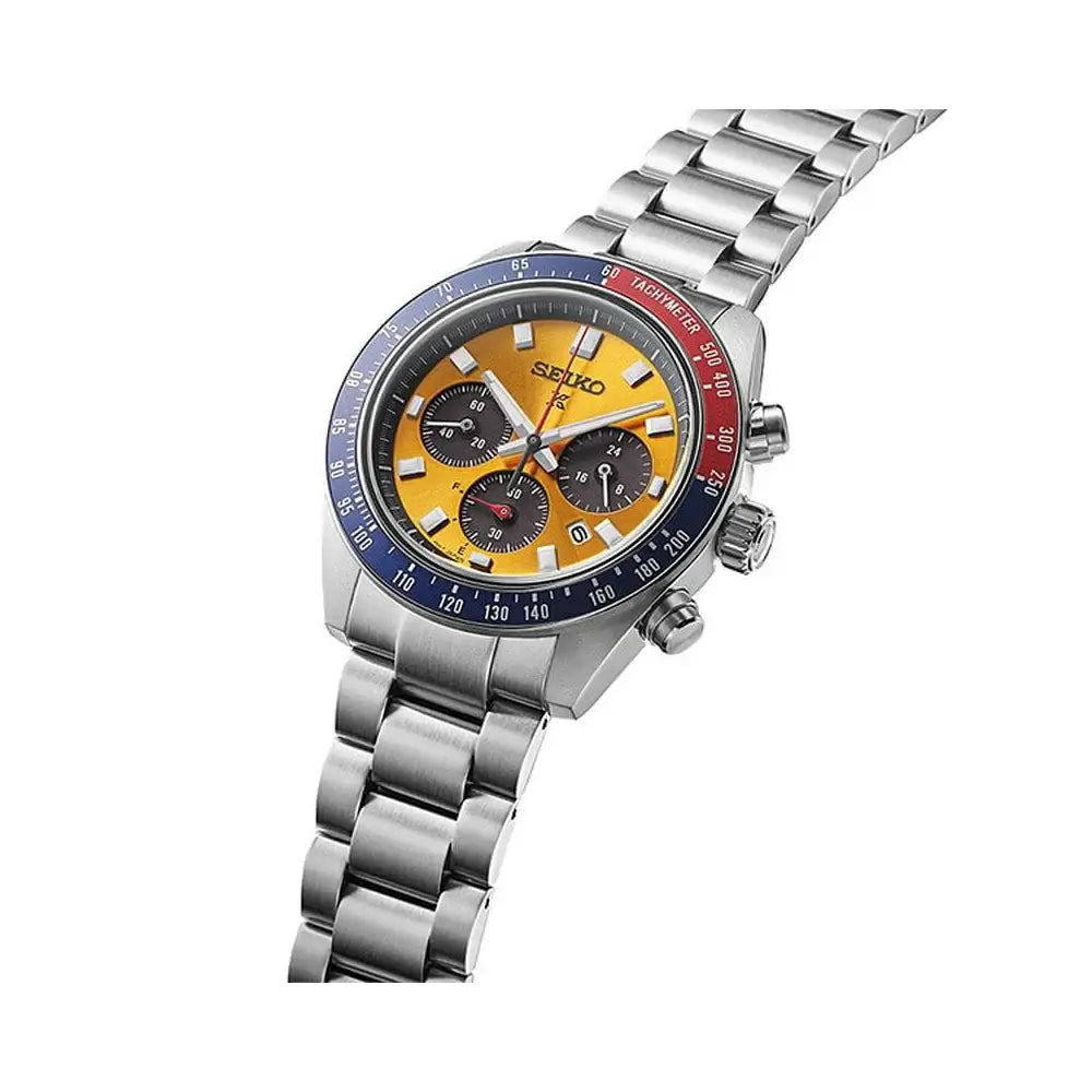 Seiko Prospex Speedtimer SBDL117  (SSC947) "Pogue" Solar Chronograph Yellow Dial 41.4mm Stainless Steel Men's Watch