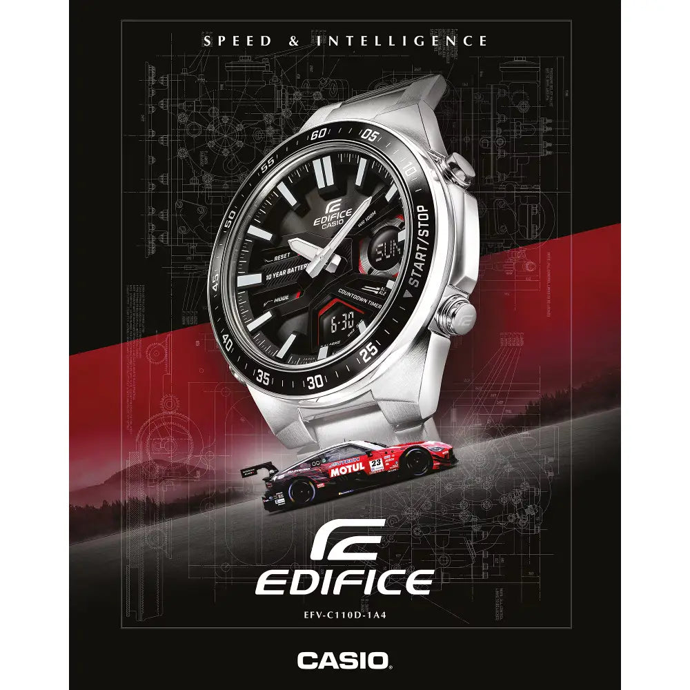 Casio Edifice EFV-C110D-1A4 black analog-digital stainless steel men's watch 46.9mm