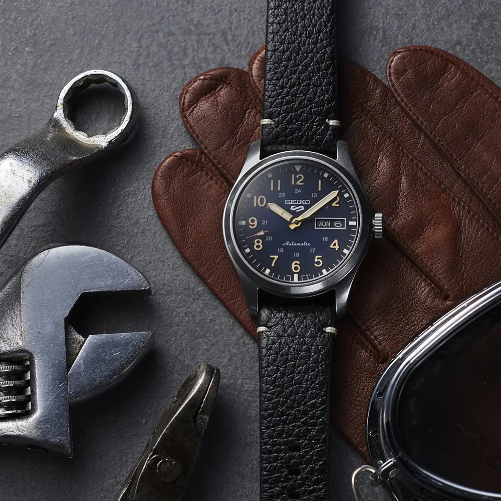 Seiko 5 Sports "Field" SRPG39K1 Blue Dial 39.4mm Leather Strap Men's Watch