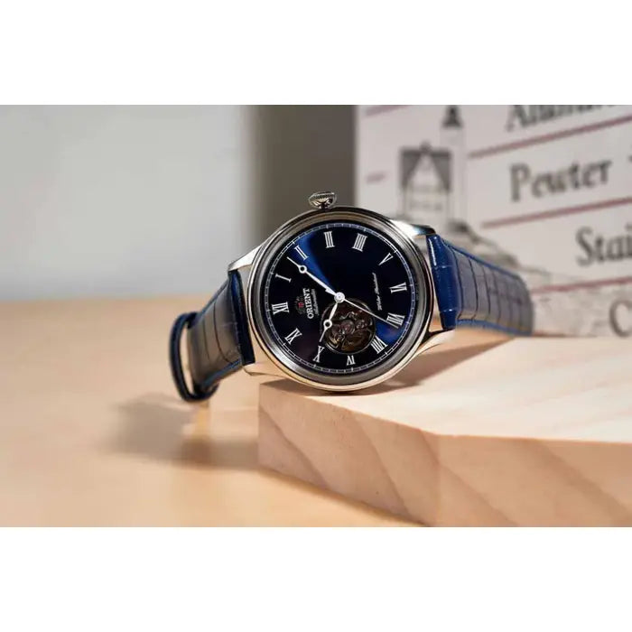 Orient Envoy "Open Heart" TAG00004D Blue Dial 43mm Leather Strap Men's Watch
