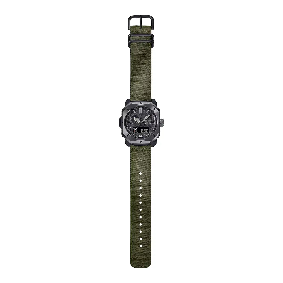 Casio Pro Trek Climber Line PRW-6900YB-3DR Black Dial Green CORDURA Strap Men's Watch