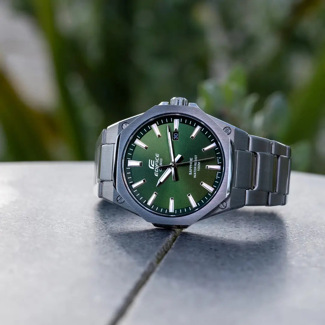 Casio Edifice Slim Series EFR-S108D-3AVUDF Green Dial  Stainless Steel Men's Watch