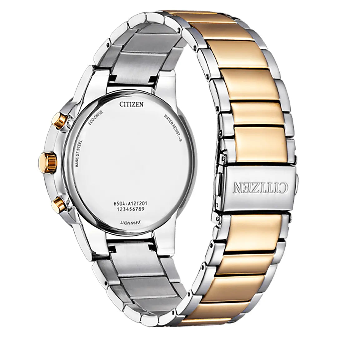 Citizen Eco-Drive Chronograph AT2244-84L Solar-Blue Dial Stainless Steel Two-Tone Men's Watch