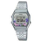 Casio Vintage Digital Mini LA680WA-4CDF Floral Face 28.6mm Stainless Steel Women's Watch