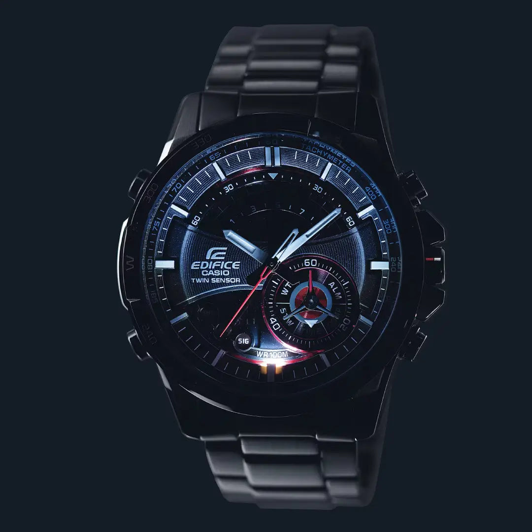 Casio Edifice ERA-200DB-1A9DR - Compass & Thermometer - Black Dial Stainless Steel Men's Watch