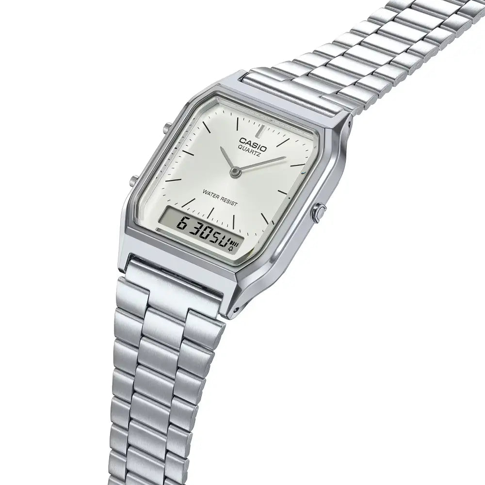 Casio Vintage Analog-Digital AQ-230A-7AMQYDF Silver Dial 29.8mm Stainless Steel Unisex Watch