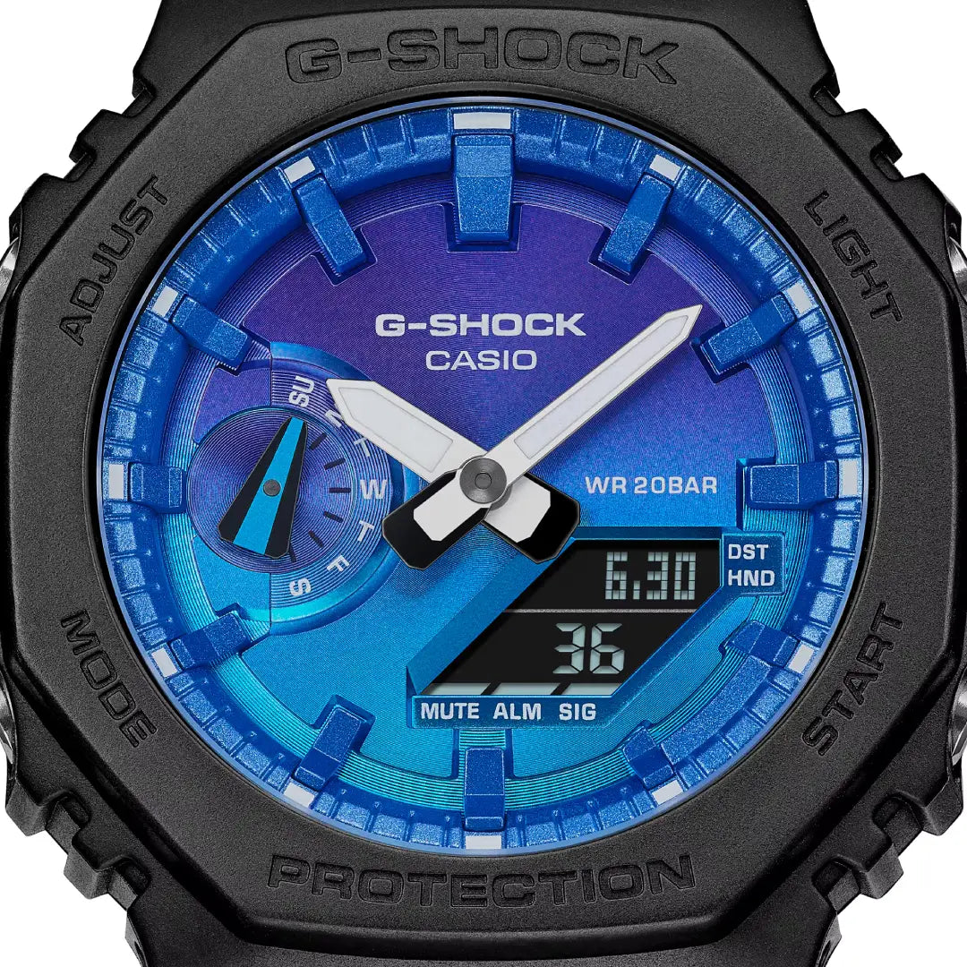 Casio G Shock GA-2100FL-1ADR Limited Edition Analog-Digital Blue Dial Resin Strap Men's Watch