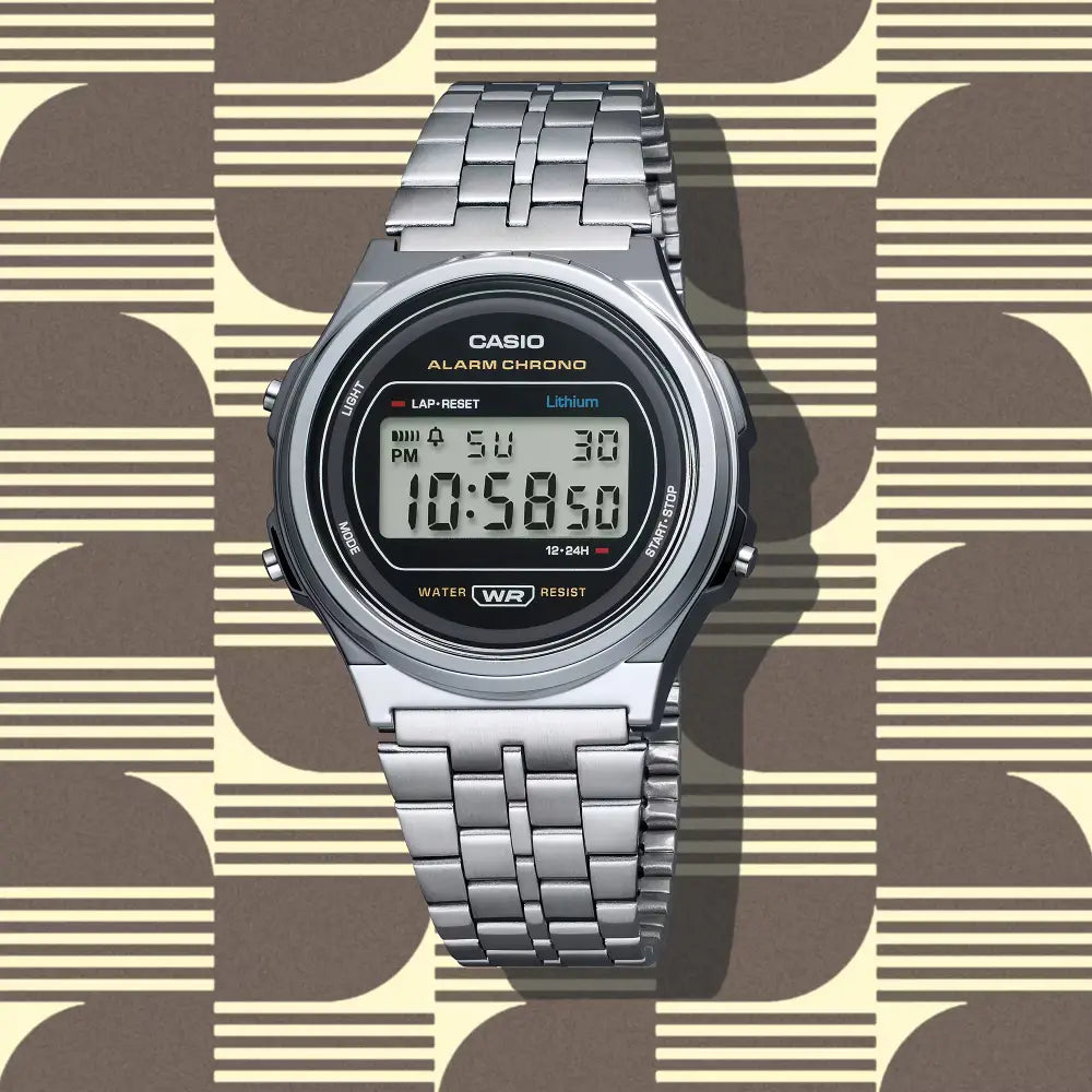 Casio Vintage Digital A171WE-1ADF Black Dial Stainless Steel Unisex Watch