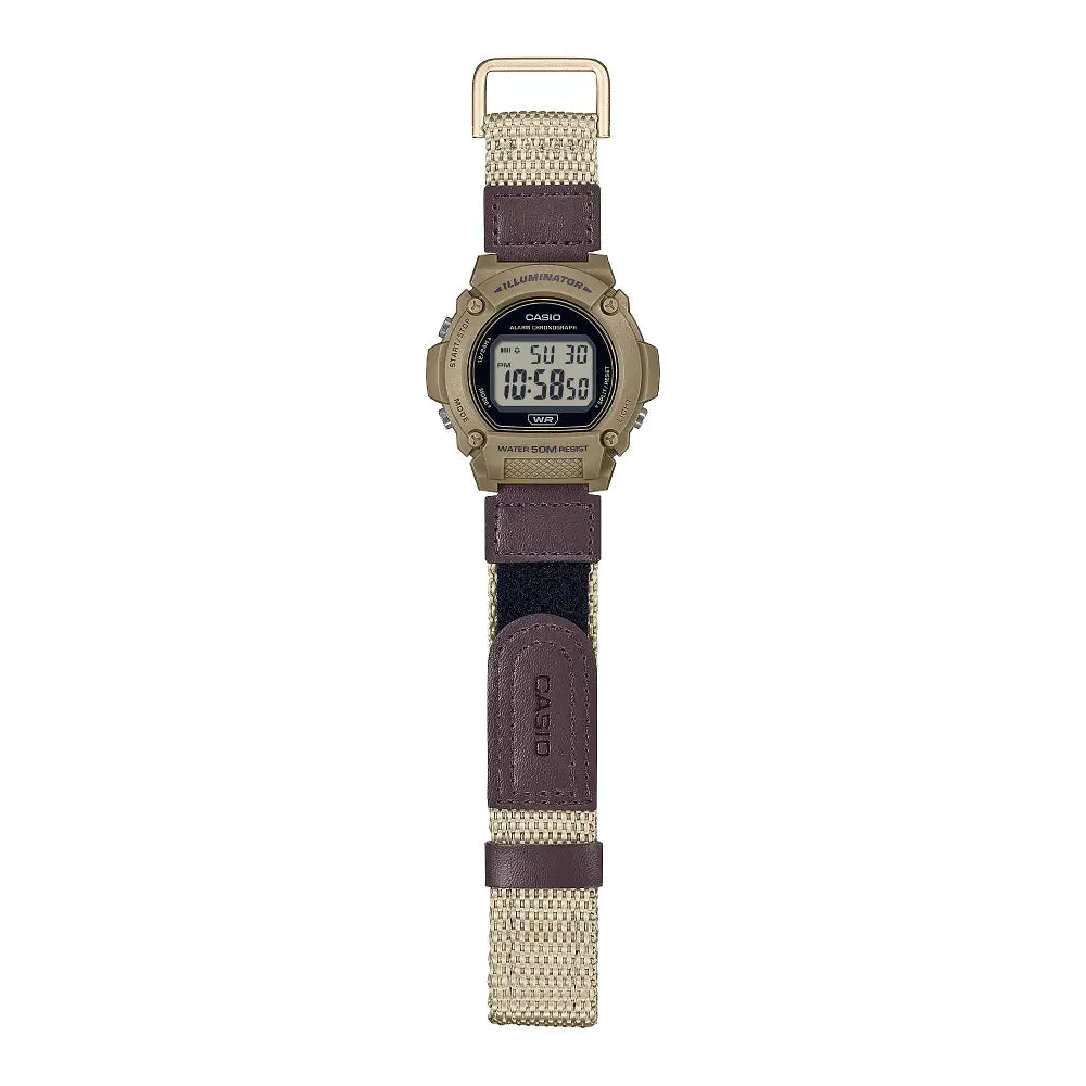 Casio Digital W-219HB-5AVDF Black Display Dial Cloth Strap Men's Watch