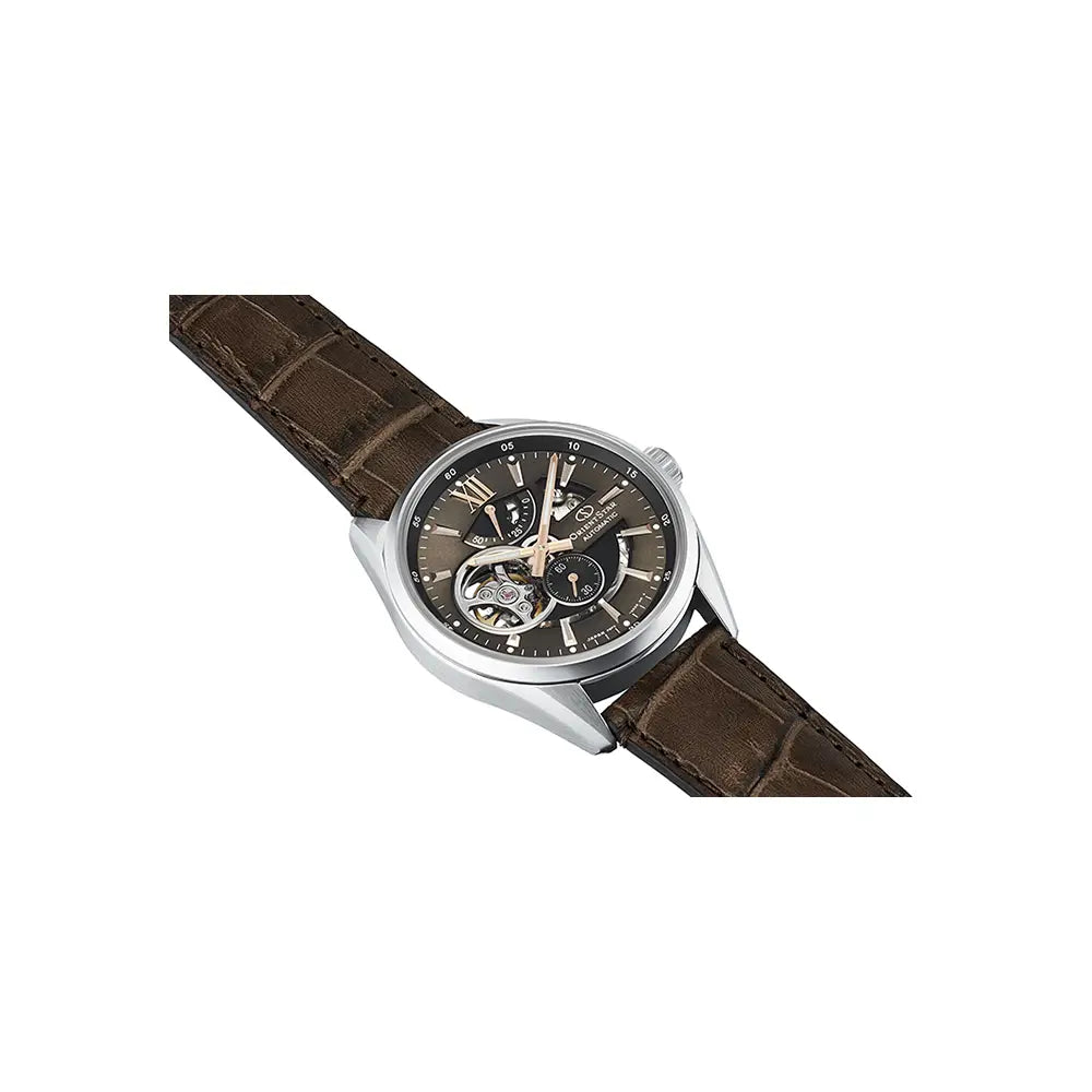 Orient Star RE-AV0006Y Contemporary Automatic Open Heart "Modern Skeleton" Brown Dial 41mm Leather Strap Men's Watch