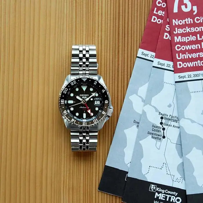 Seiko 5 Sports SBSC001 (SSK001) Automatic GMT "SKX GMT" Black Dial 42.5mm Stainless Steel Men's Watch