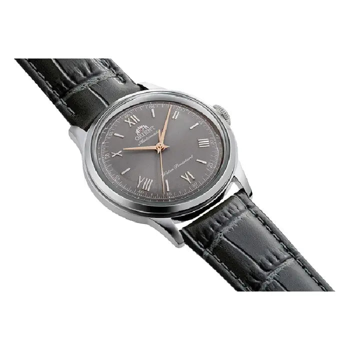 Orient RA-BB0006N automatic grey dial Bambino watch 38.4mm with leather strap