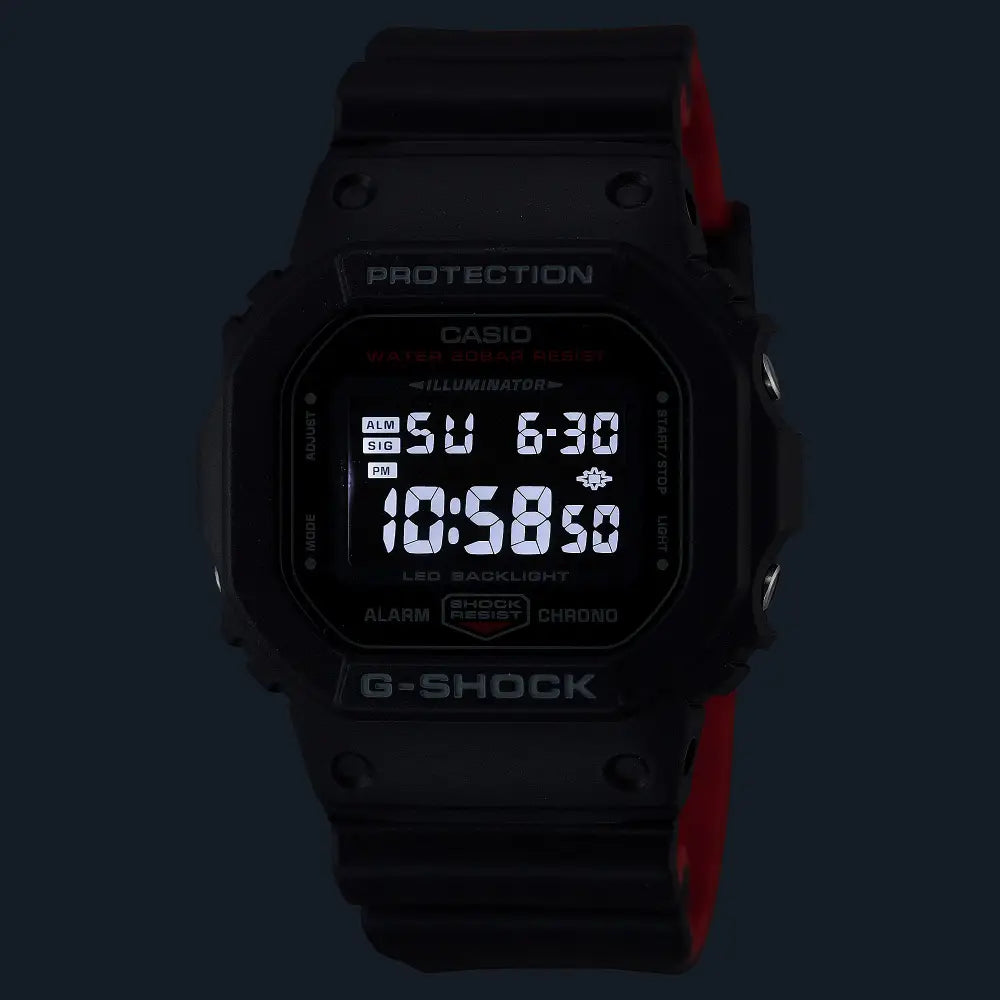 Casio DW-5600UHR-1D digital G Shock watch black red edition