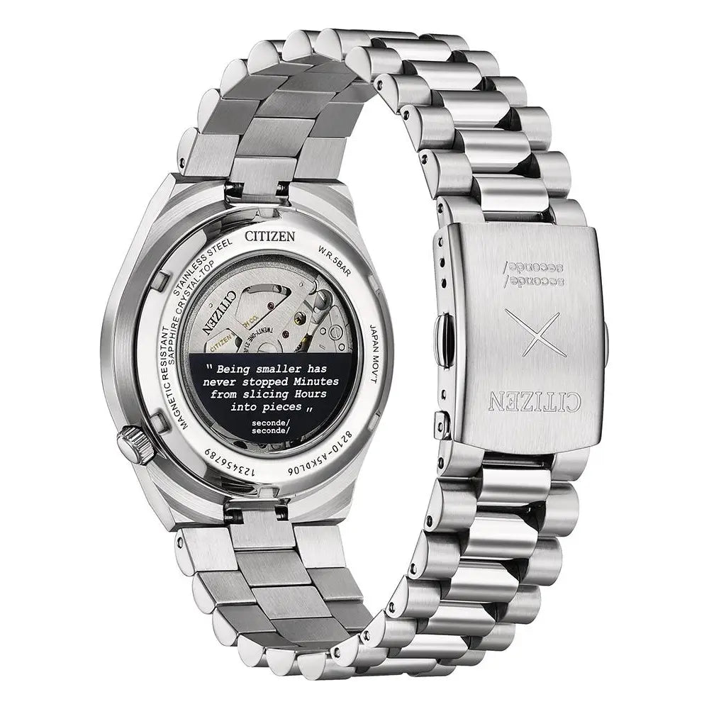 Citizen NJ0157-81L caseback automatic movement stainless steel watch back view