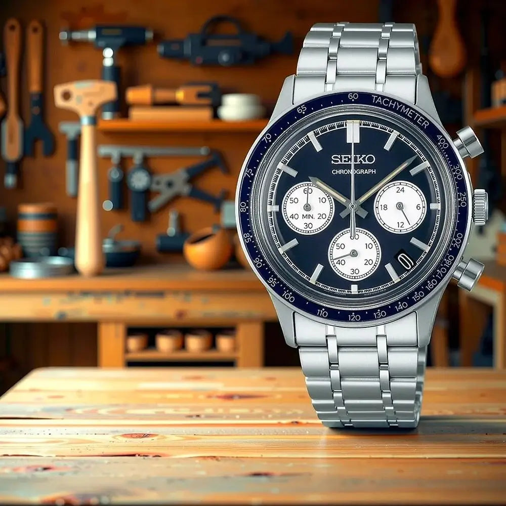 Seiko Essentials SSB477P1 Chronograph Quartz Blue Dial Stainless Steel Men's Watch