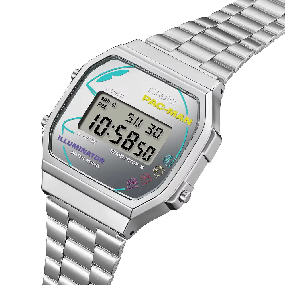 Casio Vintage Digital A168WEPC-7ADR PAC-MAN Graphics Dial Stainless Steel Unisex Watch