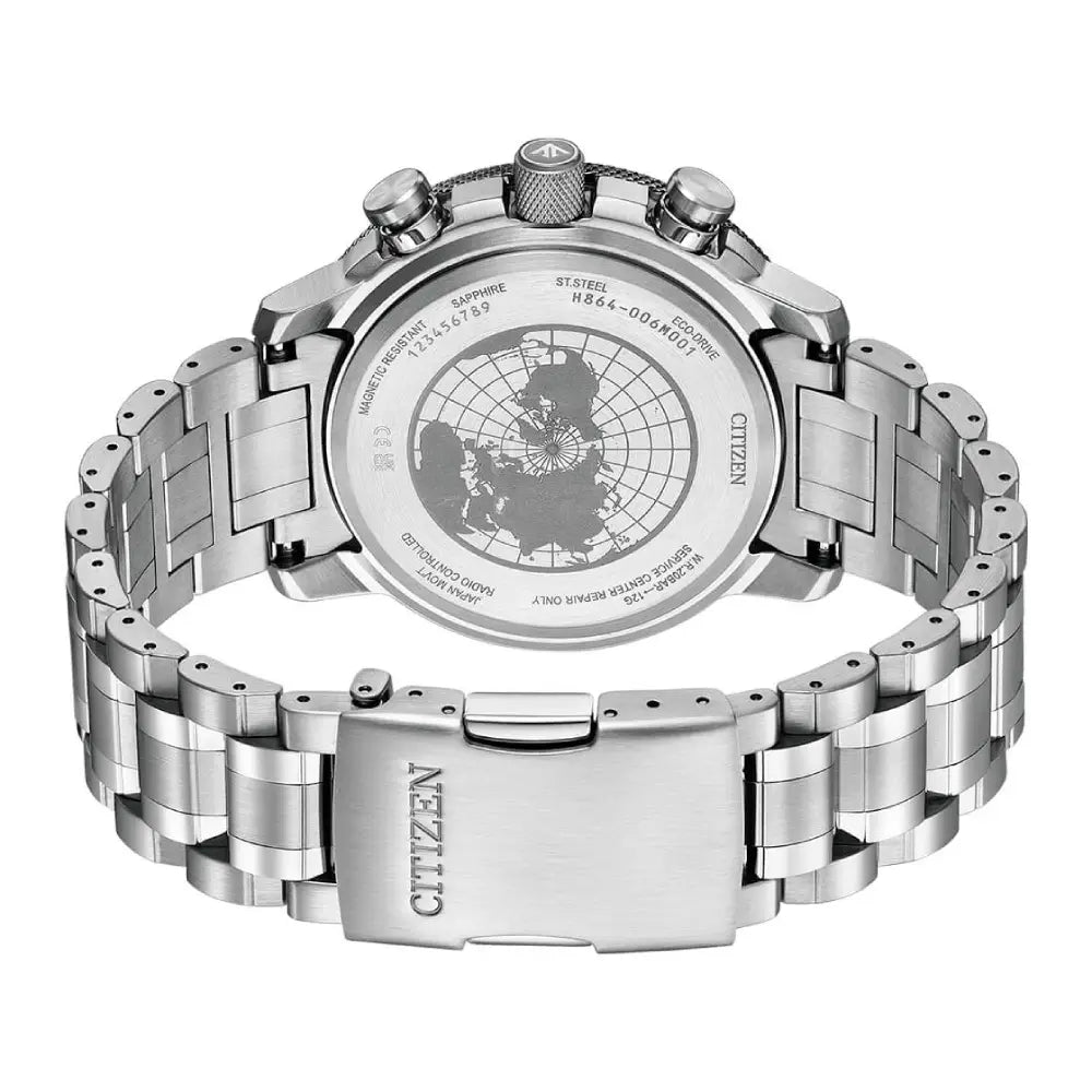 Citizen BY3006-53H stainless steel caseback engraved rear view