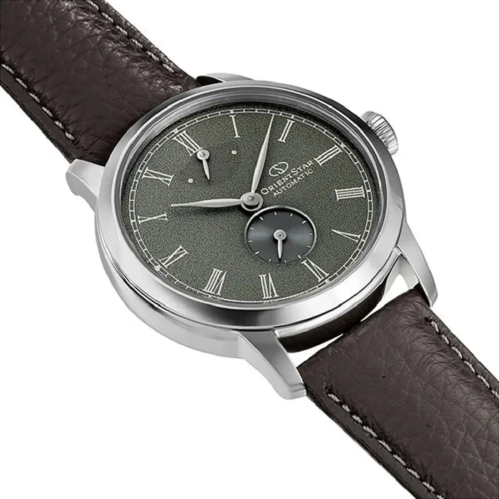 Orient Star RE-BS0001E00B automatic men's watch green dial semi skeleton design