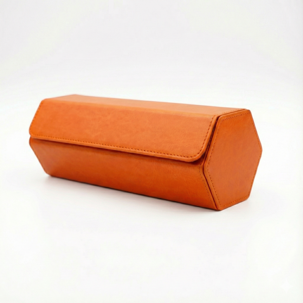 Hexagonal Premium Leather Watch Roll - 3 Slots
