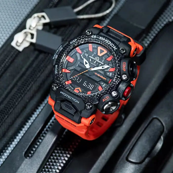 Casio G Shock Gravitymaster GR-B200-1A9 Analog-Digital Bluetooth Black Dial Orange Resin Strap Men's Watch