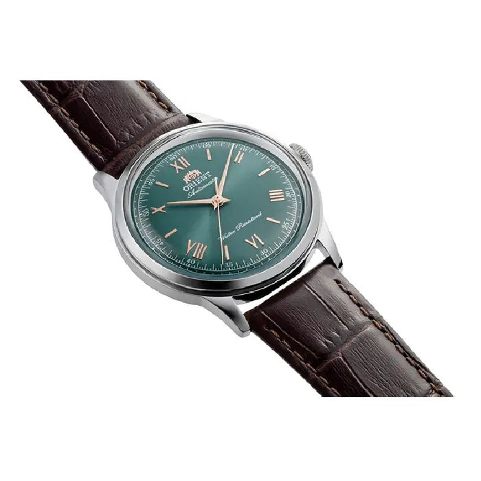 Orient RA-BB0001E green dial automatic men’s watch with 38.4mm case and leather strap