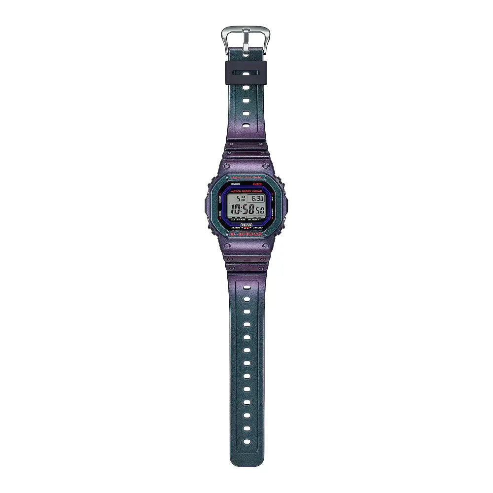 Casio G-Shock DW-B5600AH-6DR purple men's watch angled front perspective