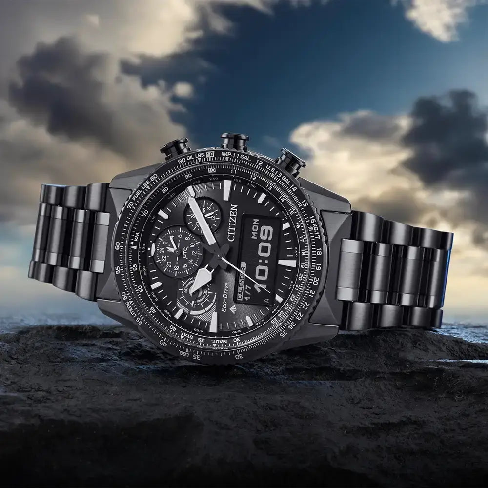 Citizen Promaster JV2005-58E "Skyhawk" Analog-Digital Chronograph Black Dial 43mm Stainless Steel Men's Watch