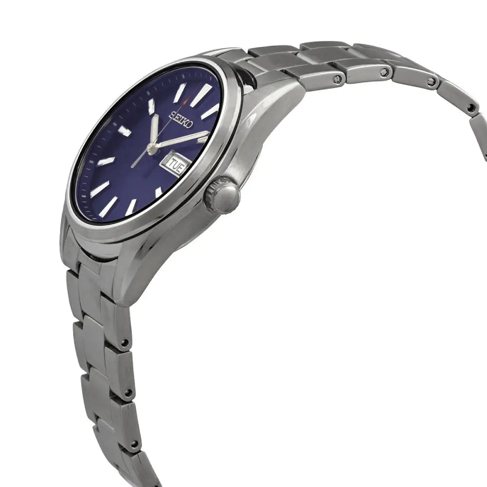 Seiko Essentials SUR347P1 men's automatic watch silver dial design