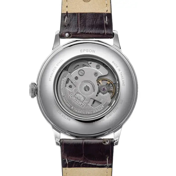 Orient Bambino Automatic RA-AC0039Y men's watch dial leather strap