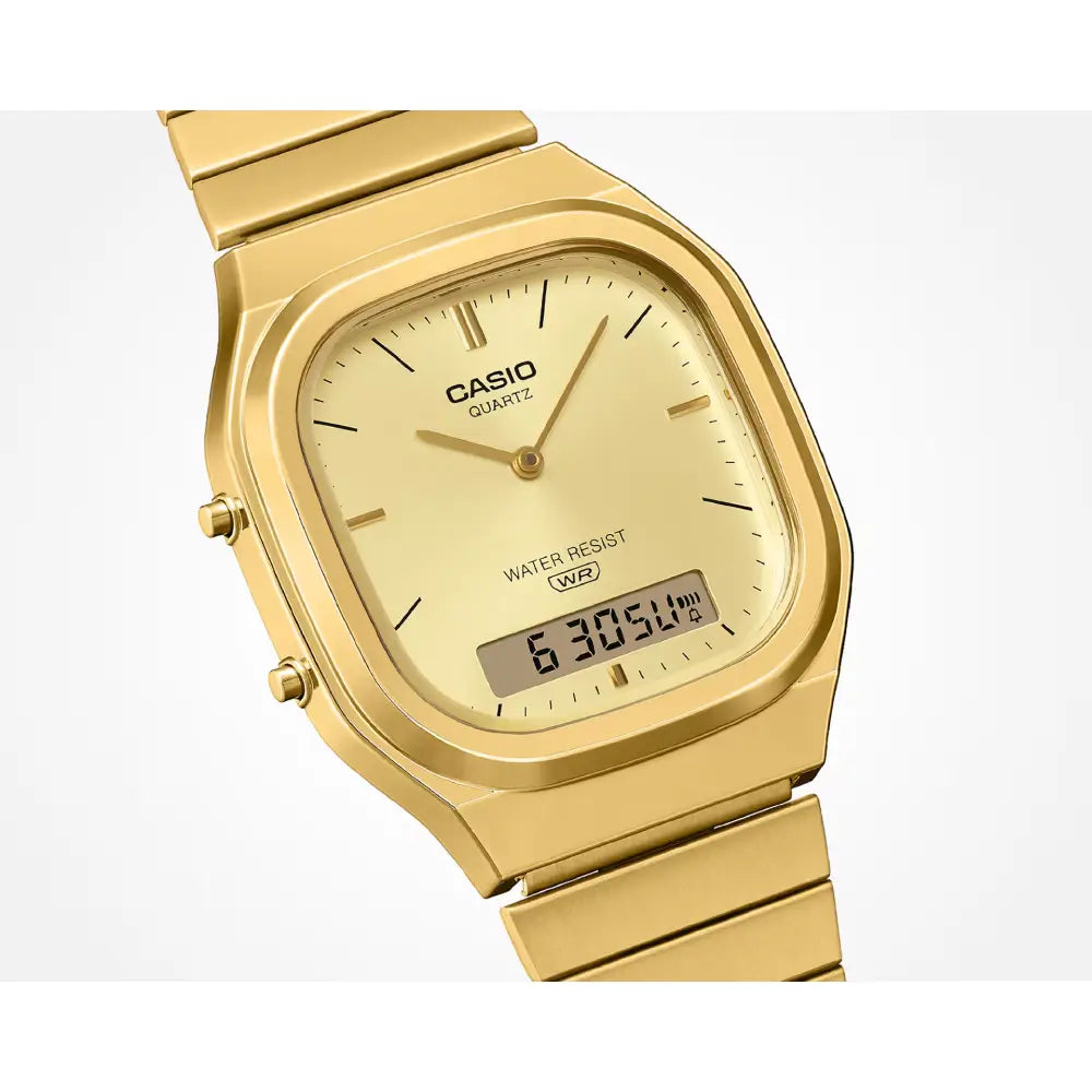 Casio Analog-Digital Vintage AQ-240EG-9ADF Gold Dial Gold Stainless Steel Men's Watch