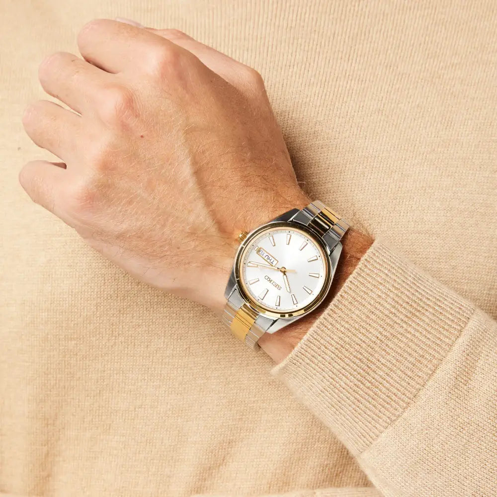 Seiko SUR446P1 silver dial two-tone men’s watch