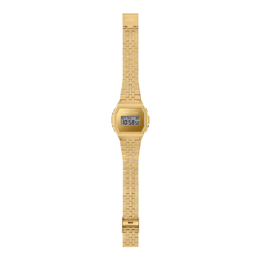 Casio Vintage Digital A1000ACG-9DR Gold Dial Stainless Steel Unisex Watch