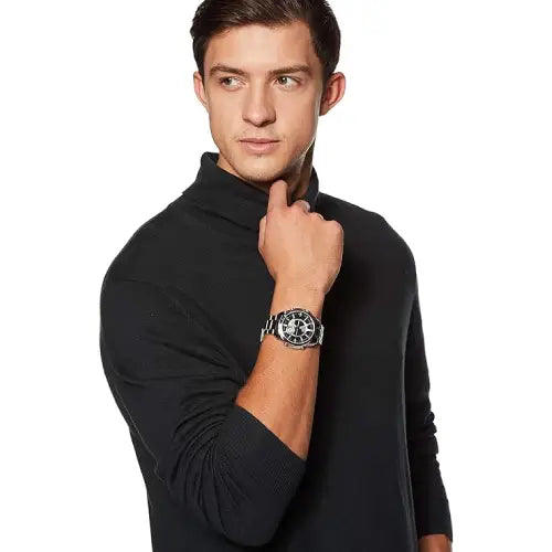 Casio Analog-Digital World Time AMW-810D-1AVDF Black Dial Stainless Steel Men's Watch