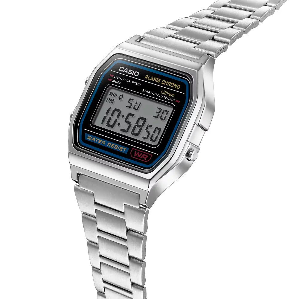 Casio Vintage Digital A158WA-1DF Black Dial Stainless Steel Unisex Watch