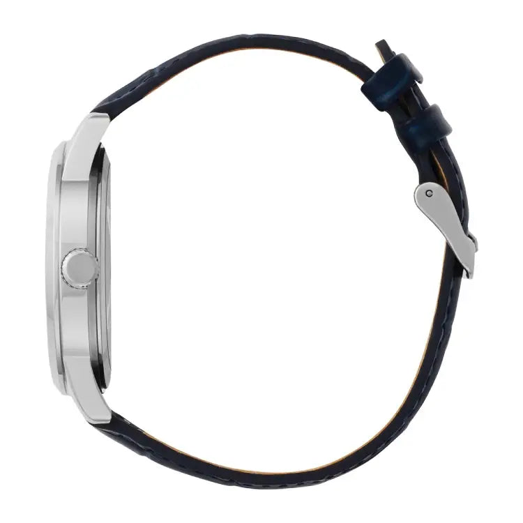 Citizen AK5000-03A Moon Phase Quartz Analog Silver Dial 42mm Leather Strap Men's Watch