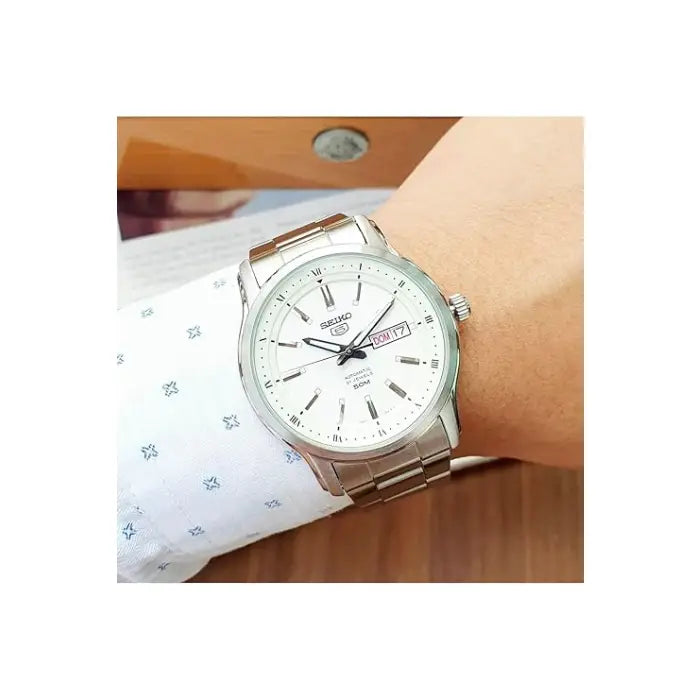 Seiko 5 Automatic SNKP09K1 White Dial 42mm Stainless Steel Men's Watch
