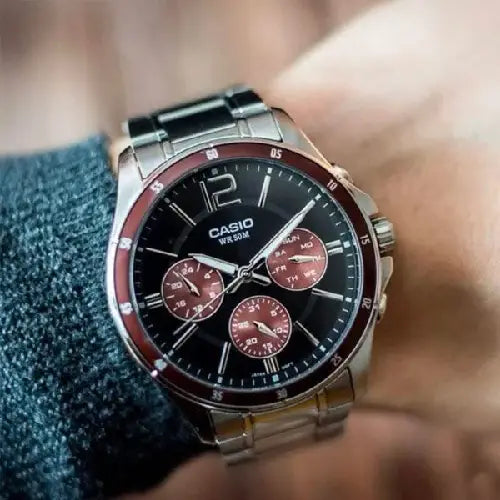 Casio Collection Analog MTP-1374D-5AVDF Black Dial Stainless Steel Men's Watch