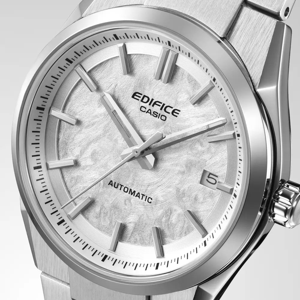 Casio Edifice EFK 110D 7A silver men's watch close-up