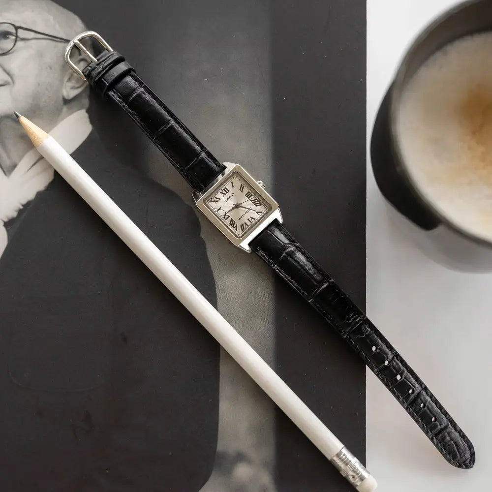 Casio Classic Analog "Casio Tank" LTP-V007L-7B1 Silver Dial 22mm Leather Strap Women's Watch