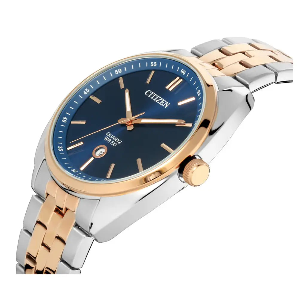 Citizen BI5096-53L Quartz Analog Two-Tone Rose Gold Blue Dial 42mm Stainless Steel Men's Watch