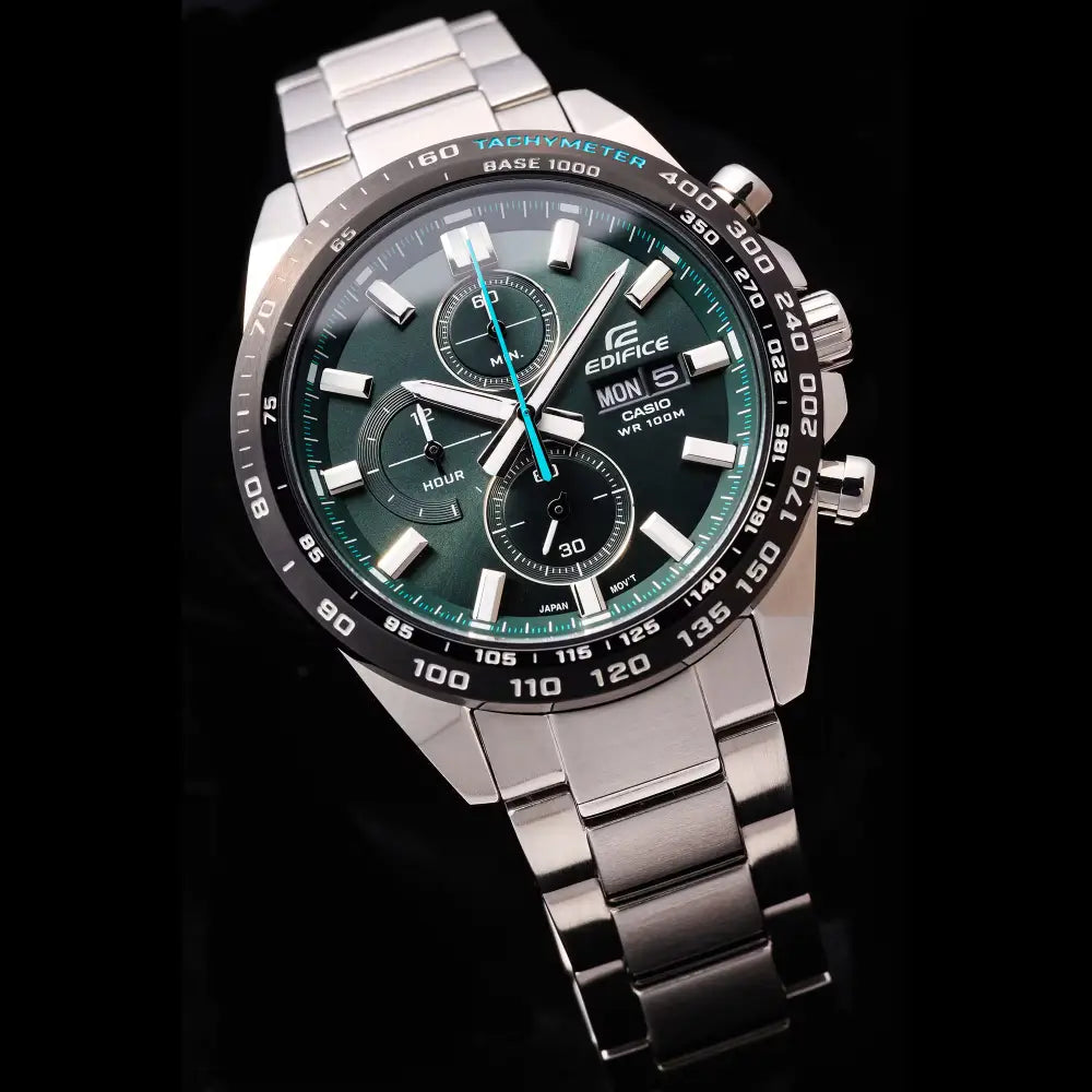 Casio Edifice Standard Chronograph EFR-574DB-3AVUDF Green Dial 42.3mm Stainless Steel Men's Watch