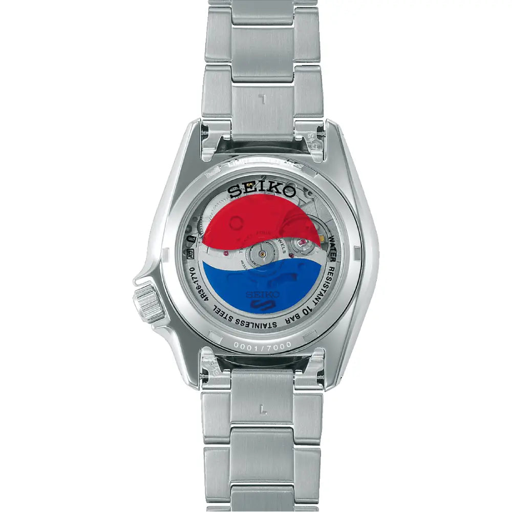 Seiko 5 SRPL99K1 Limited Edition "Pepsi" Sports Automatic Diver Silver Dial 38mm Stainless Steel Men's Watch
