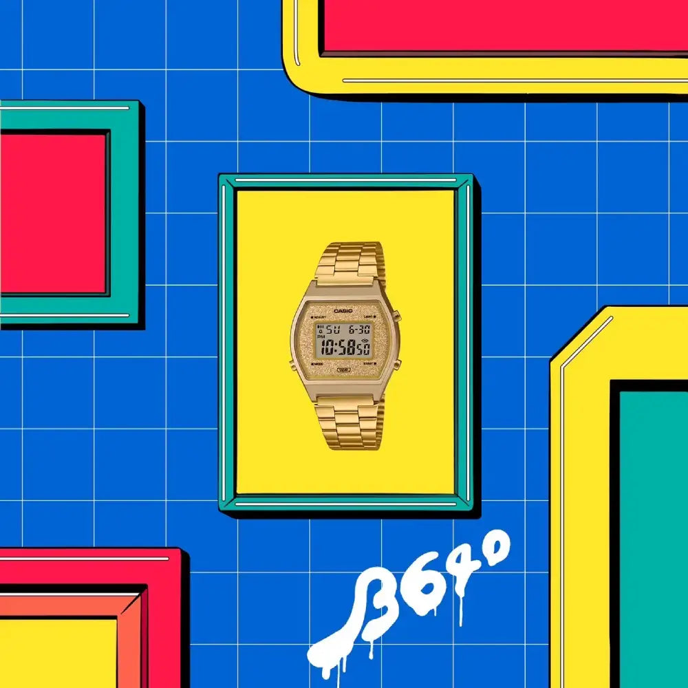 Casio Vintage Digital B640WGG-9DF Gold Dial Stainless Steel Unisex Watch