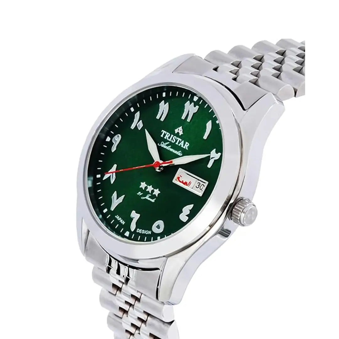 Tristar Classic Automatic BA33GMSSM03 Green Arabic Dial Stainless Steel Men's Watch