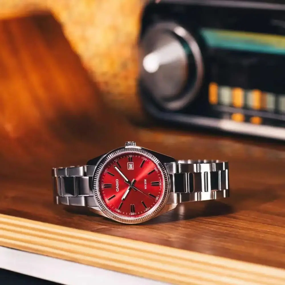 Casio Collection Analog MTP-1302PD-4AVEF Red Dial Stainless Steel Men's Watch