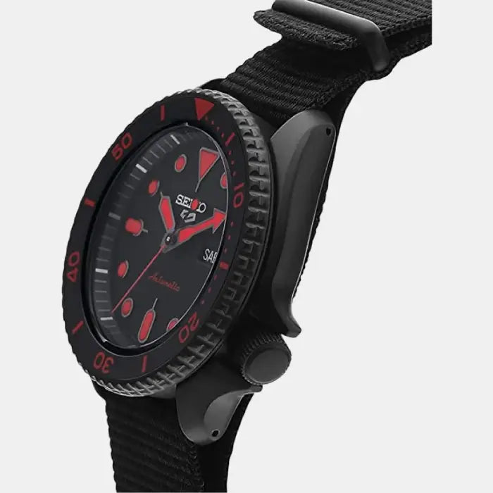 Seiko 5 Sports SRPD83K1 Automatic Black Dial Nylon Strap Men's Watch