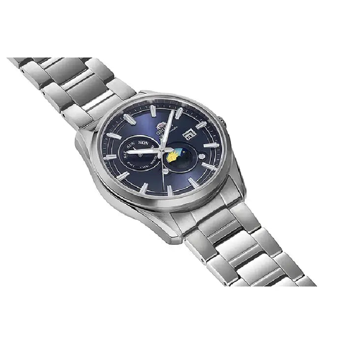 Orient RA-AK0315L blue dial Sun and Moon automatic men's watch