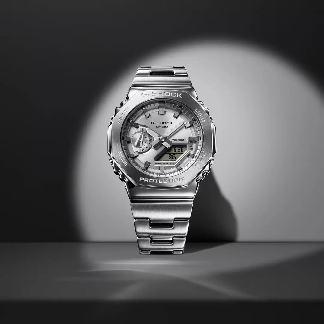 Casio G-Shock GM-2110D-7ADR Silver Dial Stainless Steel Men's Watch