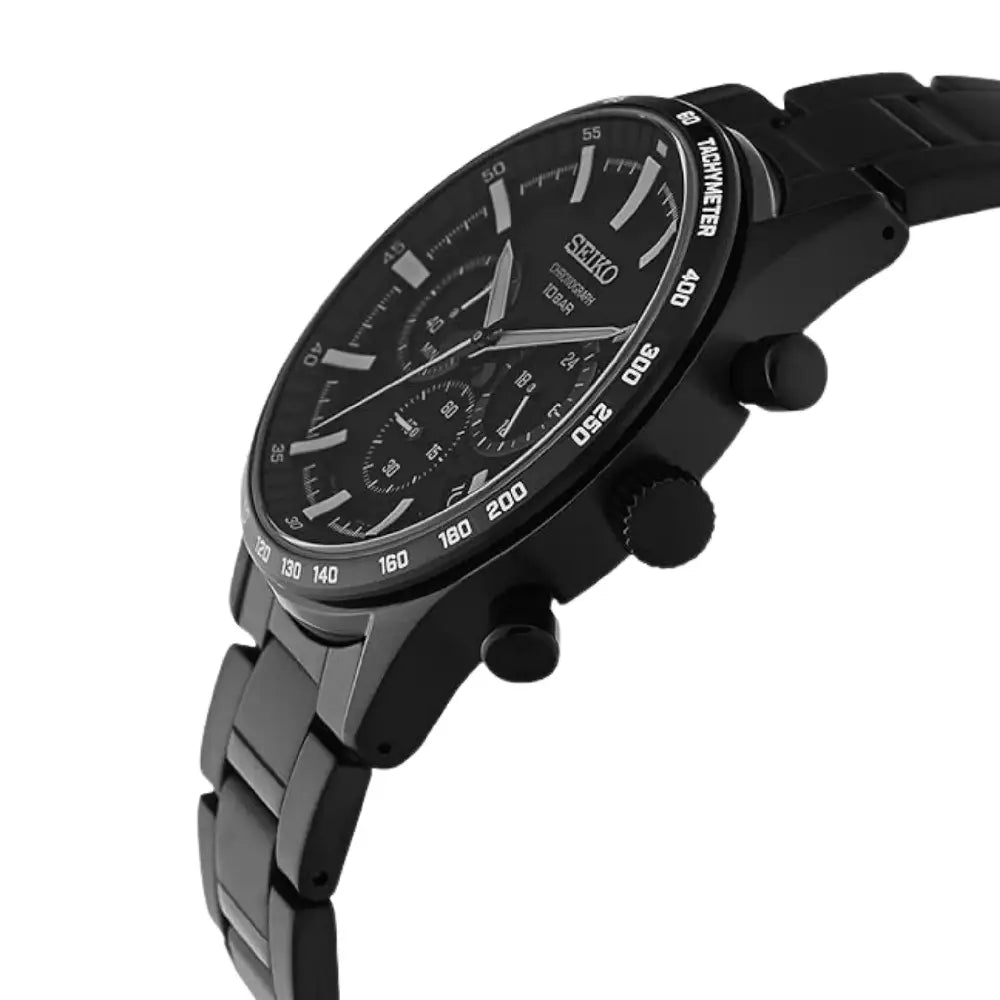 Seiko Sport SSB415P1 Quartz Chronograph Black Dial Stainless Steel Men's Watch