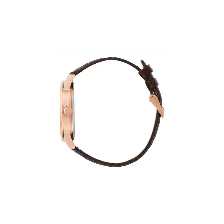 Citizen AK5003-05A Moon Phase Quartz Analog Silver Dial 42mm Leather Strap Men's Watch